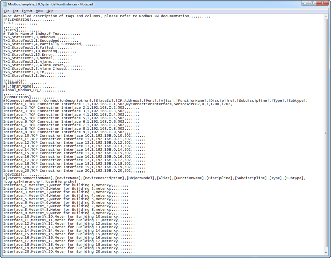 Custom Device Definition Scenario1 (CSV opened with Notepad)